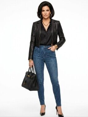 Women's Skinnygirl Paul High-Rise Denim Jeans Zebra Animal Print, Blue
